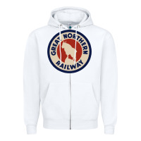 White Great Northern Railroad Zipper Hoodie - SnappyArt