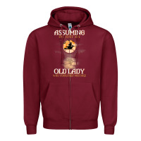 Burgundy assuming i'm just an old lady was your first mistake witch Zipper Hoodie - SnappyArt