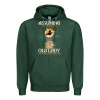 Sports Green assuming i'm just an old lady was your first mistake witch Zipper Hoodie - SnappyArt