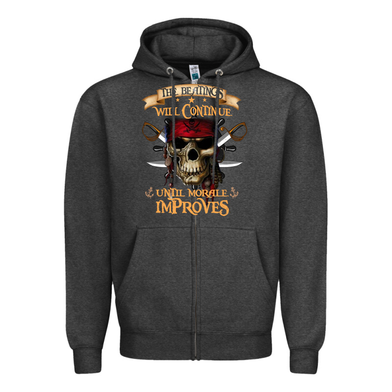 Pirate The Beatings Will Continue Until Morale Improves Zipper Hoodie by SnappyArt | Teevron
