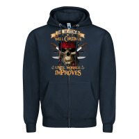 Navy pirate the beatings will continue until morale improves Zipper Hoodie - SnappyArt