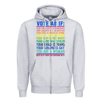 Heather Grey Vote As If Your Life Depends On It Human Rights Zipper Hoodie - SnappyArt