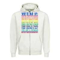 Oatmeal Heather Vote As If Your Life Depends On It Human Rights Zipper Hoodie - SnappyArt
