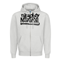 Dove Grey naughty by nature Zipper Hoodie - SnappyArt