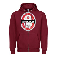 Burgundy Beck’s-Dark Zipper Hoodie - SnappyArt