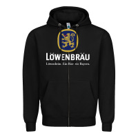 Black lowenbrau Zipper Hoodie - SnappyArt
