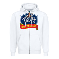White samuel adams Zipper Hoodie - SnappyArt