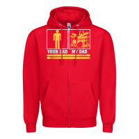 Red mens my dad is a drummer your dad not drum player father's day t shirt Zipper Hoodie - SnappyArt