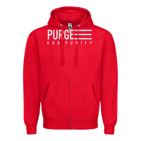 Red Purge And Purify Graphic Zipper Hoodie - SnappyArt