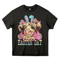 Asphalt Happy Easter Day cow Heavy Core Tee - HowdyJamesFarm