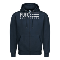 Navy Purge And Purify Graphic Zipper Hoodie - SnappyArt