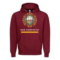 Burgundy new hampshire state flag new Zipper Hoodie - SnappyArt