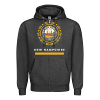 Charcoal Heather new hampshire state flag new Zipper Hoodie - SnappyArt