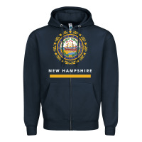 Navy new hampshire state flag new Zipper Hoodie - SnappyArt