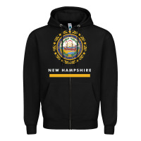 Black new hampshire state flag new Zipper Hoodie - SnappyArt