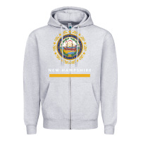 Heather Grey new hampshire state flag new Zipper Hoodie - SnappyArt