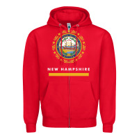 Red new hampshire state flag new Zipper Hoodie - SnappyArt