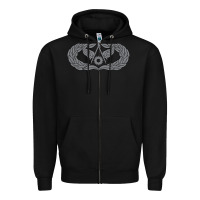 Black Air Force Civil Engineer Badge Zipper Hoodie - SnappyArt