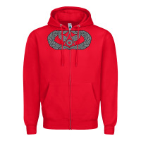Red Air Force Civil Engineer Badge Zipper Hoodie - SnappyArt