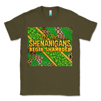 Army Green Let the shenanigans begin shamrock tumbler Classic Tee - HowdyJamesFarm