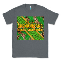 Charcoal Heather Let the shenanigans begin shamrock tumbler Classic Tee - HowdyJamesFarm