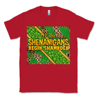 Red Let the shenanigans begin shamrock tumbler Classic Tee - HowdyJamesFarm