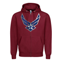 Burgundy US Air Force USAF Zipper Hoodie - SnappyArt