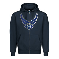 Navy US Air Force USAF Zipper Hoodie - SnappyArt