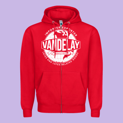 Vandelay Industries Zipper Hoodie Designed By Snappyart