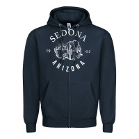 Navy womens sedona arizona t shirt sedona az vintage arizona vacation v nec Zipper Hoodie - SnappyArt
