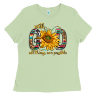 Matcha with god all things are possible with sunflower bbs Ladies Tee - BundleAndBundleShop