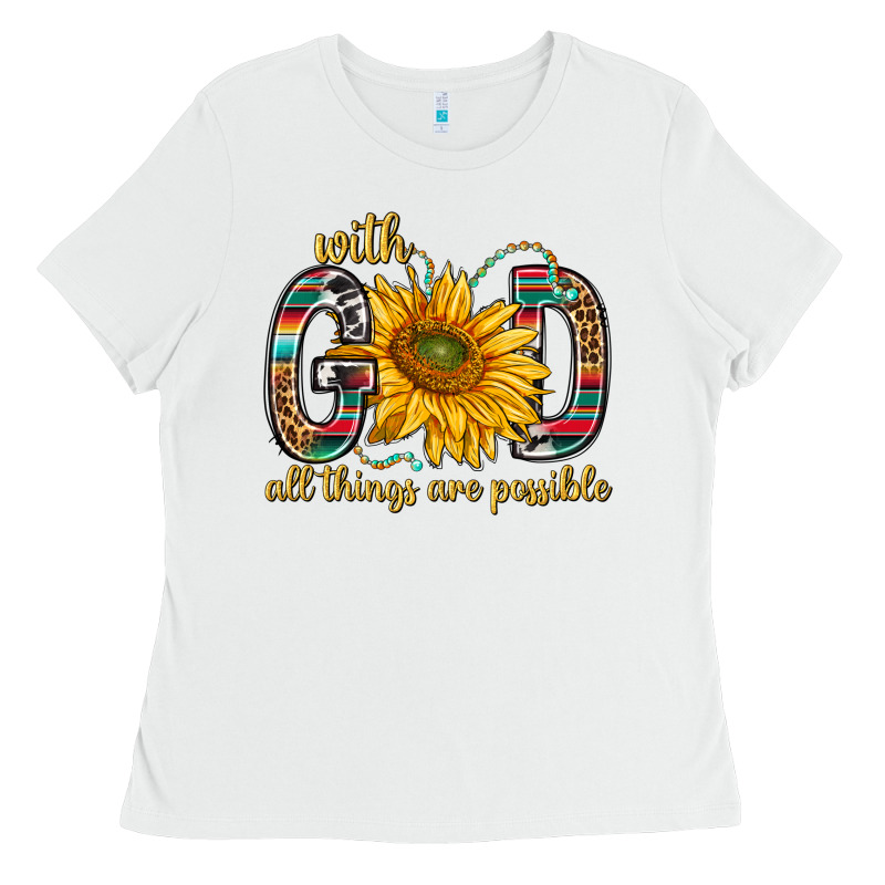 With God All Things Are Possible With Sunflower Bbs Ladies Tee by BundleAndBundleShop | Teevron