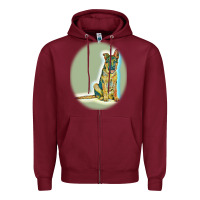 Burgundy German Shepherd isolated on whot. Zipper Hoodie - SnappyArt