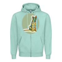Seafoam German Shepherd isolated on whot. Zipper Hoodie - SnappyArt