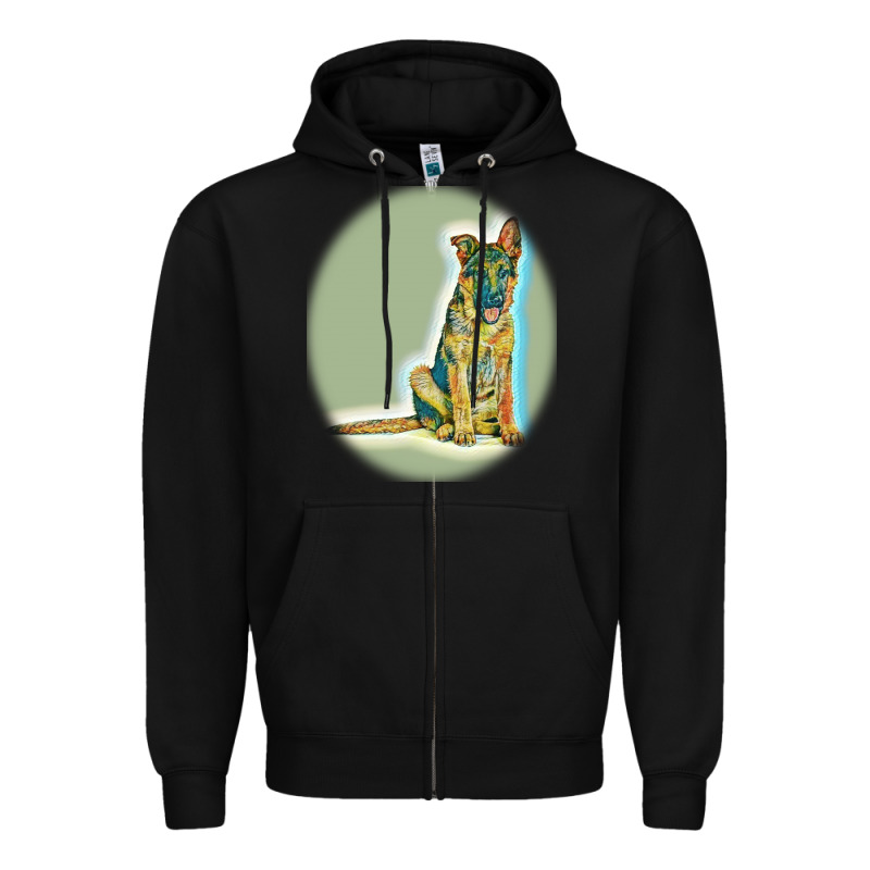 German Shepherd Isolated On Whot. Zipper Hoodie by SnappyArt | Teevron