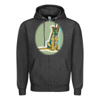 Charcoal Heather German Shepherd isolated on whot. Zipper Hoodie - SnappyArt