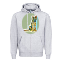 Heather Grey German Shepherd isolated on whot. Zipper Hoodie - SnappyArt