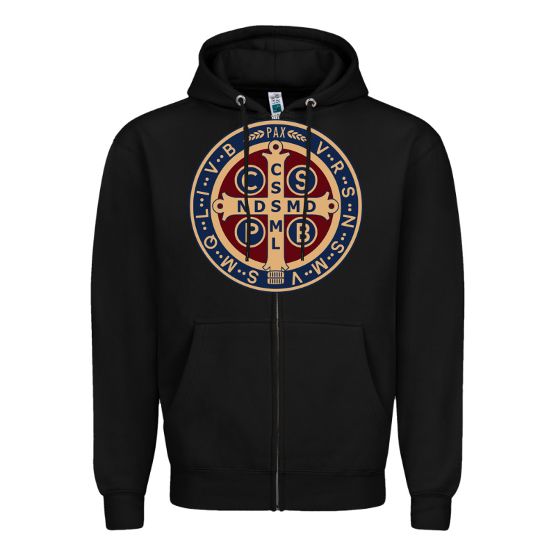Saint Benedict Medal 1 Zipper Hoodie by SnappyArt | Teevron