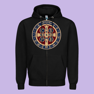 Saint Benedict Medal 1 Zipper Hoodie Designed By Snappyart