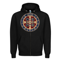 Black Saint Benedict Medal 1 Zipper Hoodie - SnappyArt