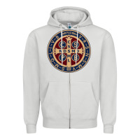 Dove Grey Saint Benedict Medal 1 Zipper Hoodie - SnappyArt