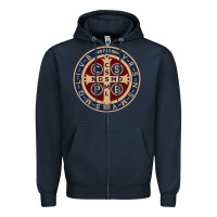 Navy Saint Benedict Medal 1 Zipper Hoodie - SnappyArt