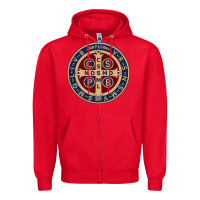Red Saint Benedict Medal 1 Zipper Hoodie - SnappyArt