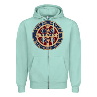 Seafoam Saint Benedict Medal 1 Zipper Hoodie - SnappyArt