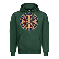 Sports Green Saint Benedict Medal 1 Zipper Hoodie - SnappyArt