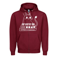 Burgundy The KIFFNESS X ALUGALUG white cat Classic Zipper Hoodie - SnappyArt