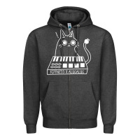 Charcoal Heather The KIFFNESS X ALUGALUG white cat Classic Zipper Hoodie - SnappyArt