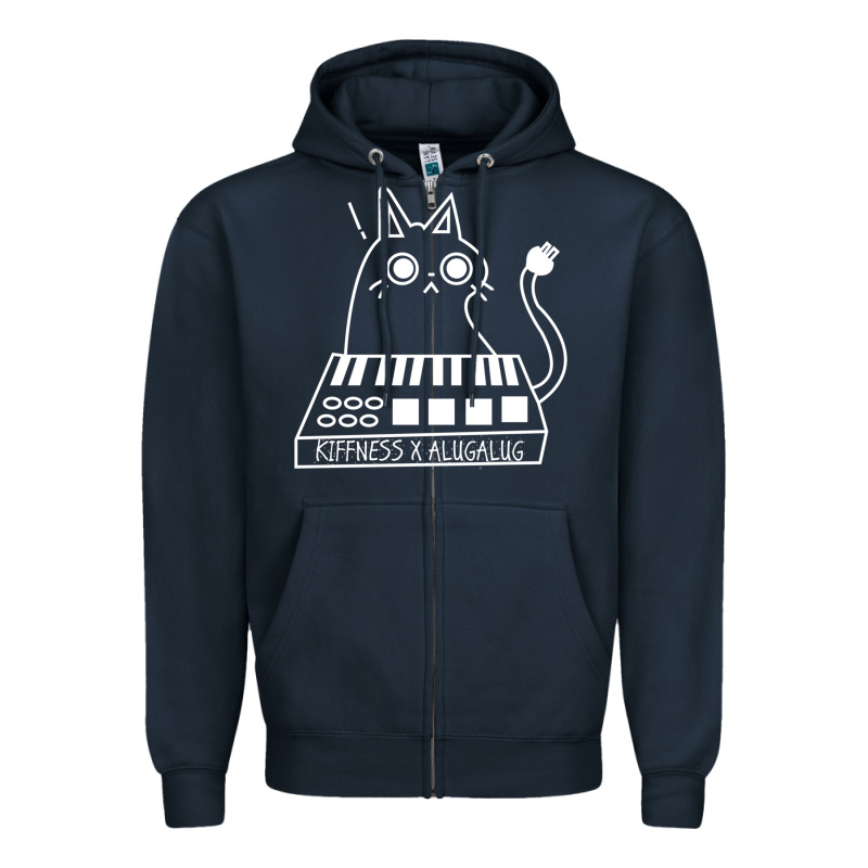 The Kiffness X Alugalug White Cat Classic Zipper Hoodie by SnappyArt | Teevron
