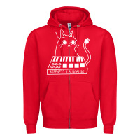 Red The KIFFNESS X ALUGALUG white cat Classic Zipper Hoodie - SnappyArt
