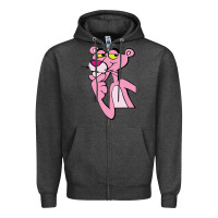 Charcoal Heather pink panther Zipper Hoodie - SnappyArt